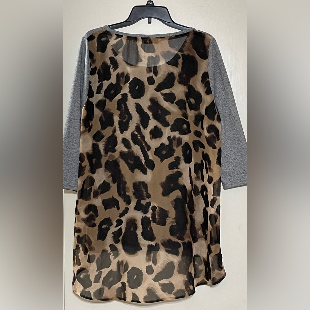 Soft Surroundings Leopard Print Tunic Top 3/4 Sleeve Women’s Sz Large - Picture 3 of 4